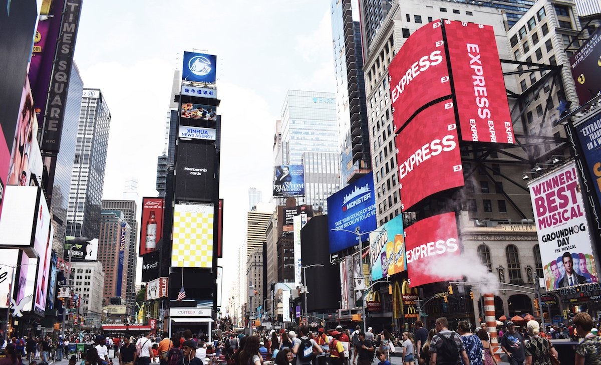 Representation of digital signage on Times Square's screens